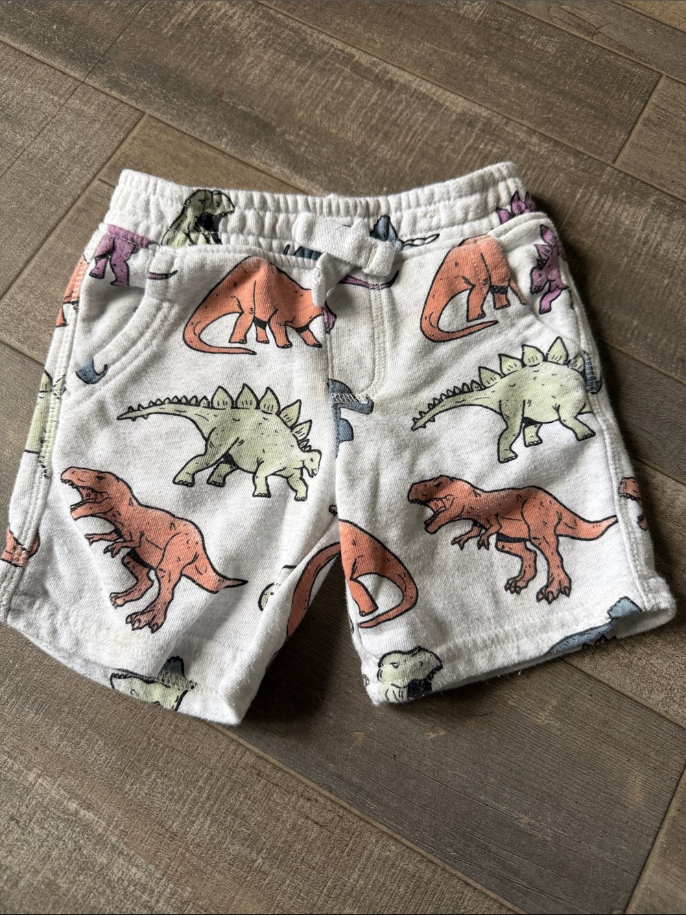 Garanimals White Terry Shorts with Multicolor Dinosaur Print